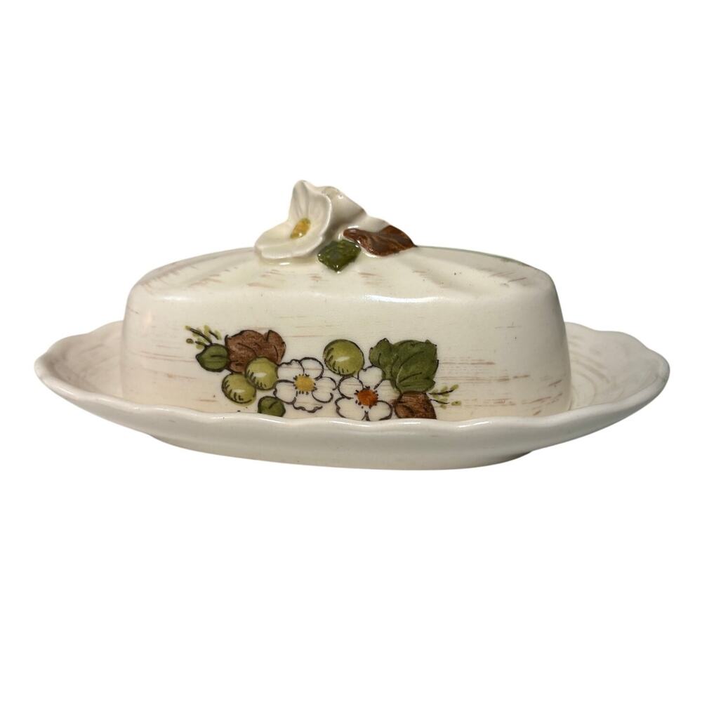 Metlox Vernon Ware Fruit Basket Butter Dish w Lid California Pottery